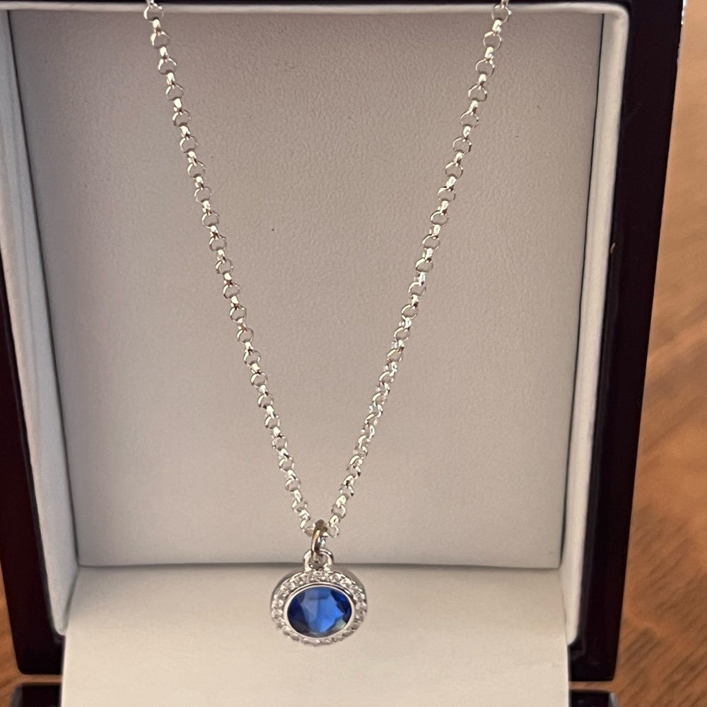 Hillburg & Berk Elegant Silver Necklace with Blue Gemstone